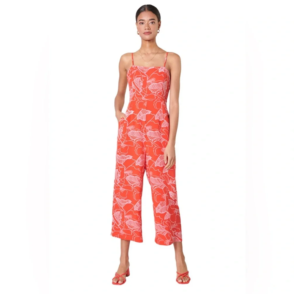 Sugarlips Ginger Floral Square Neck Jumpsuit Size Small NWT - Picture 1 of 7